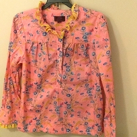 J. Crew Liberty of London poplin ruffle top - Picture 1 of 4